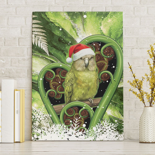 Kakapo New Zealand Christmas In July Canvas Wall Art NZ Aroha Koru Fern Marble Vibes