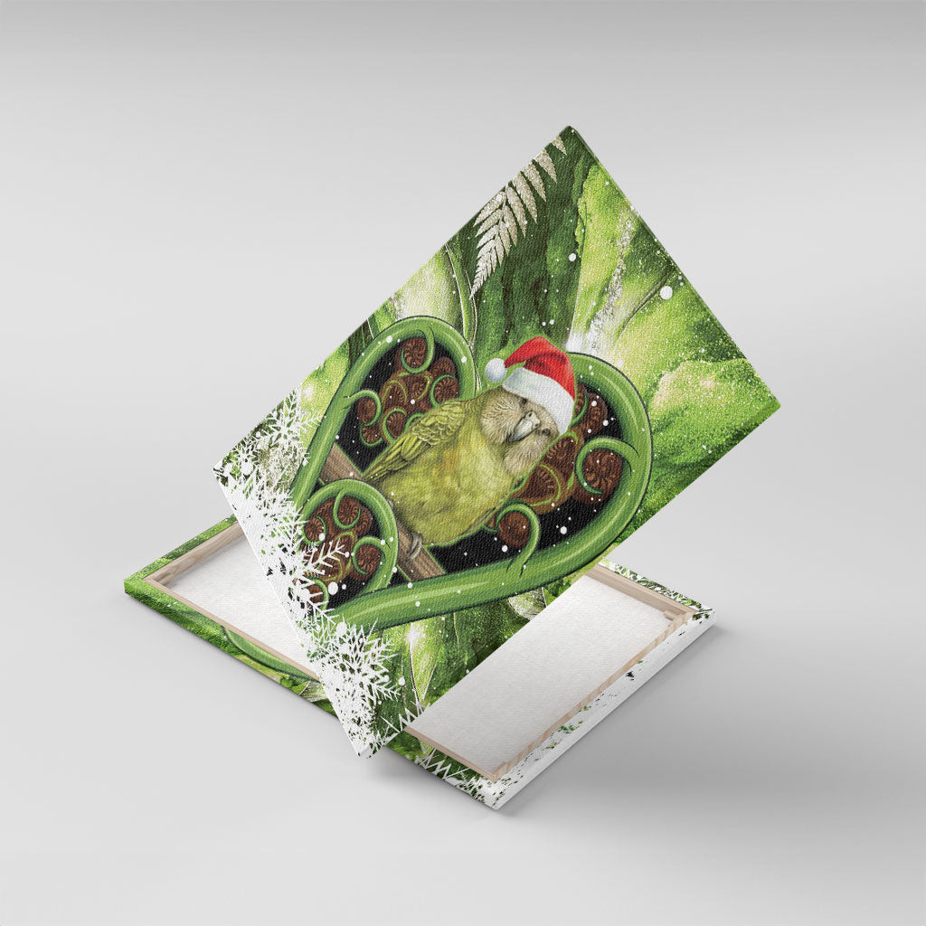 Kakapo New Zealand Christmas In July Canvas Wall Art NZ Aroha Koru Fern Marble Vibes