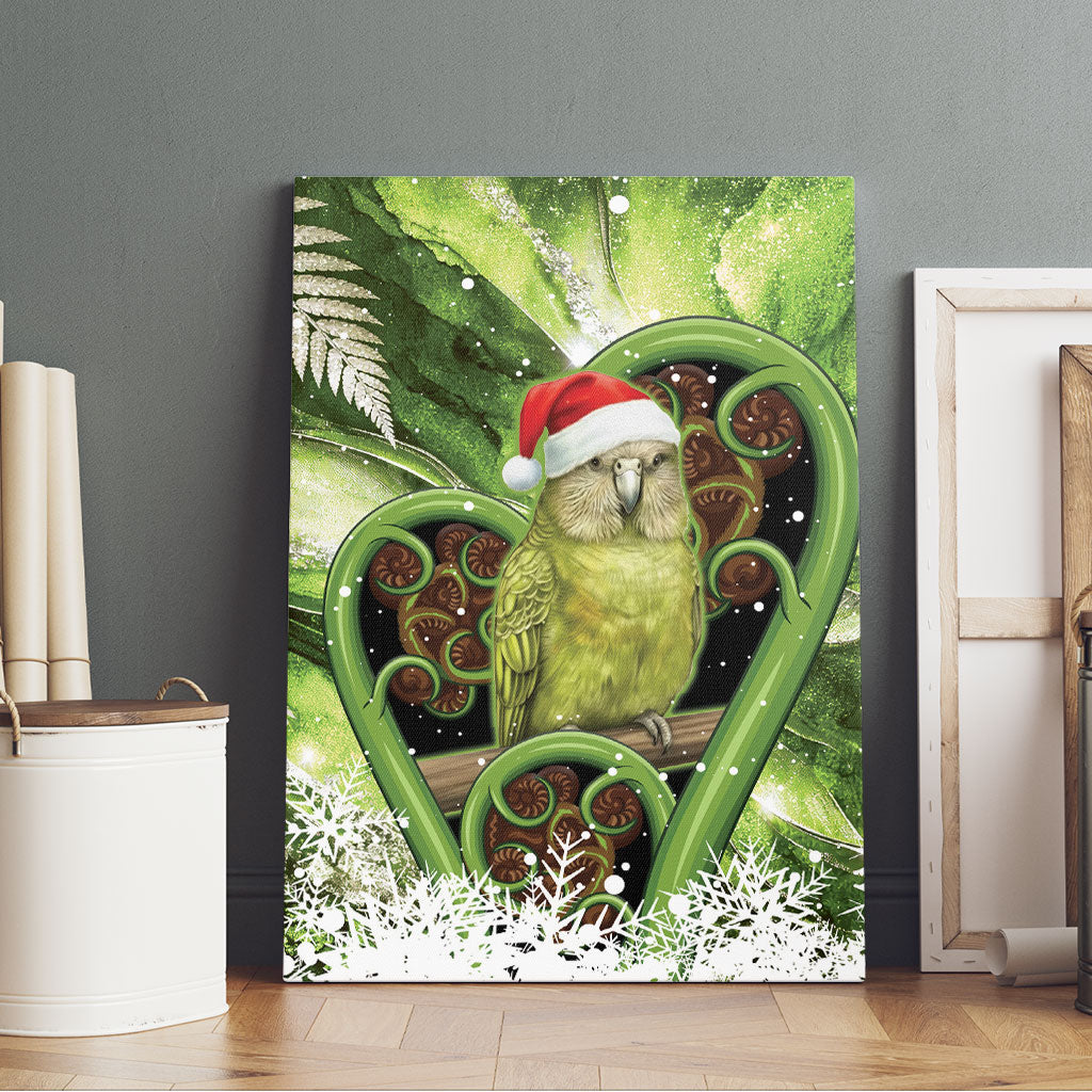 Kakapo New Zealand Christmas In July Canvas Wall Art NZ Aroha Koru Fern Marble Vibes