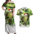 Kakapo New Zealand Christmas In July Couples Matching Off Shoulder Maxi Dress and Hawaiian Shirt NZ Aroha Koru Fern Marble Vibes