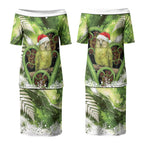 Kakapo New Zealand Christmas In July Couples Matching Puletasi and Hawaiian Shirt NZ Aroha Koru Fern Marble Vibes LT14