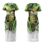 Kakapo New Zealand Christmas In July Couples Matching Short Sleeve Bodycon Dress and Long Sleeve Button Shirt NZ Aroha Koru Fern Marble Vibes LT14