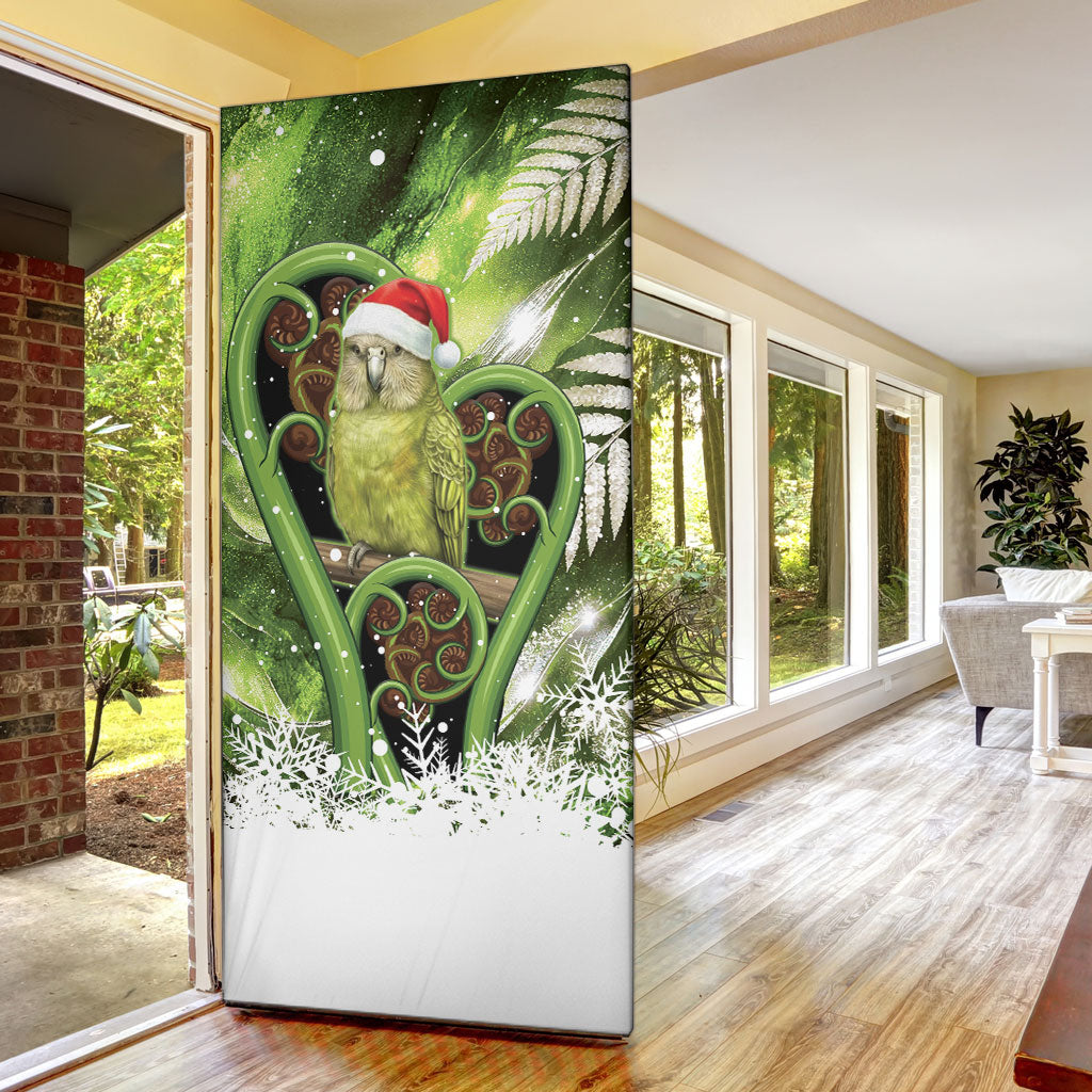 Kakapo New Zealand Christmas In July Door Cover NZ Aroha Koru Fern Marble Vibes