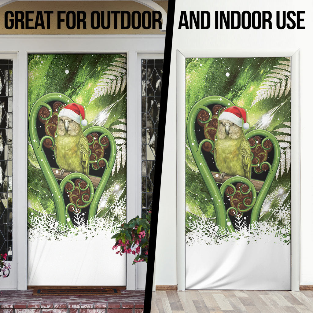 Kakapo New Zealand Christmas In July Door Cover NZ Aroha Koru Fern Marble Vibes
