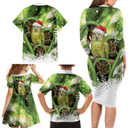 Kakapo New Zealand Christmas In July Family Matching Long Sleeve Bodycon Dress and Hawaiian Shirt NZ Aroha Koru Fern Marble Vibes