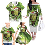 Kakapo New Zealand Christmas In July Family Matching Off The Shoulder Long Sleeve Dress and Hawaiian Shirt NZ Aroha Koru Fern Marble Vibes