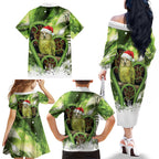 Kakapo New Zealand Christmas In July Family Matching Off The Shoulder Long Sleeve Dress and Hawaiian Shirt NZ Aroha Koru Fern Marble Vibes