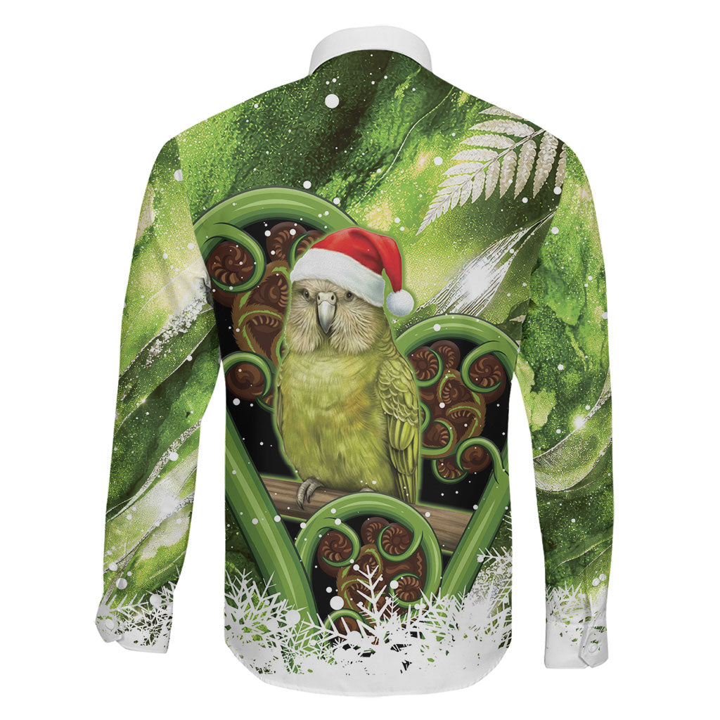 Kakapo New Zealand Christmas In July Family Matching Off Shoulder Maxi Dress and Hawaiian Shirt NZ Aroha Koru Fern Marble Vibes