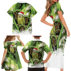 Kakapo New Zealand Christmas In July Family Matching Short Sleeve Bodycon Dress and Hawaiian Shirt NZ Aroha Koru Fern Marble Vibes