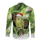 Kakapo New Zealand Christmas In July Family Matching Short Sleeve Bodycon Dress and Hawaiian Shirt NZ Aroha Koru Fern Marble Vibes