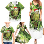 Kakapo New Zealand Christmas In July Family Matching Summer Maxi Dress and Hawaiian Shirt NZ Aroha Koru Fern Marble Vibes