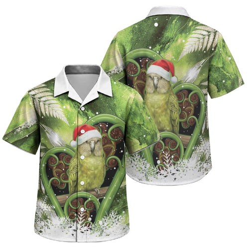 Kakapo New Zealand Christmas In July Family Matching Summer Maxi Dress and Hawaiian Shirt NZ Aroha Koru Fern Marble Vibes