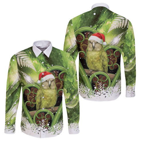 Kakapo New Zealand Christmas In July Family Matching Tank Maxi Dress and Hawaiian Shirt NZ Aroha Koru Fern Marble Vibes