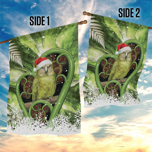 Kakapo New Zealand Christmas In July Garden Flag NZ Aroha Koru Fern Marble Vibes