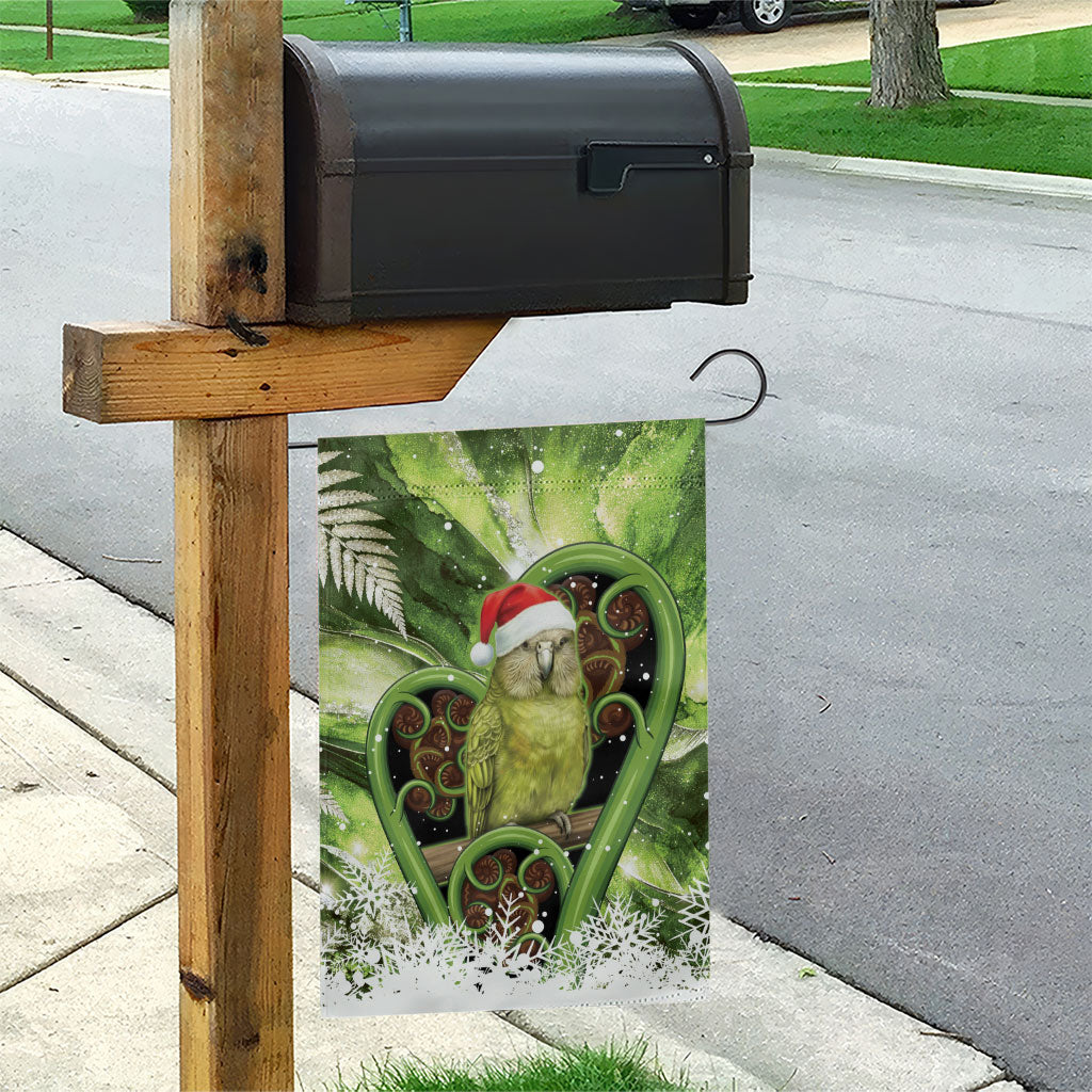 Kakapo New Zealand Christmas In July Garden Flag NZ Aroha Koru Fern Marble Vibes