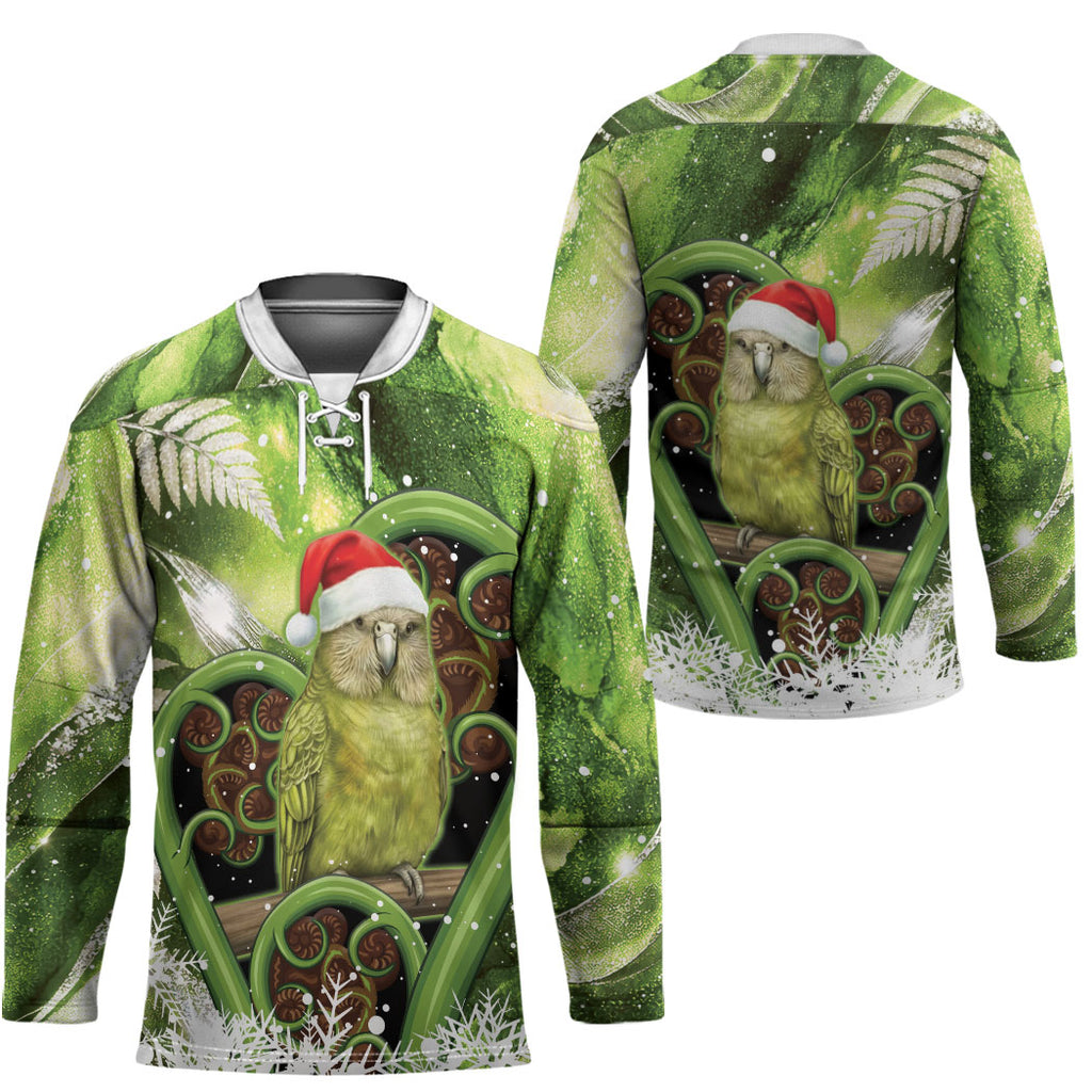 Kakapo New Zealand Christmas In July Hockey Jersey NZ Aroha Koru Fern Marble Vibes