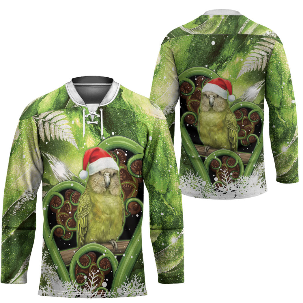 Kakapo New Zealand Christmas In July Hockey Jersey NZ Aroha Koru Fern Marble Vibes