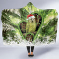 Kakapo New Zealand Christmas In July Hooded Blanket NZ Aroha Koru Fern Marble Vibes