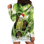 Kakapo New Zealand Christmas In July Hoodie Dress NZ Aroha Koru Fern Marble Vibes