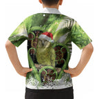 Kakapo New Zealand Christmas In July Kid Hawaiian Shirt NZ Aroha Koru Fern Marble Vibes LT14