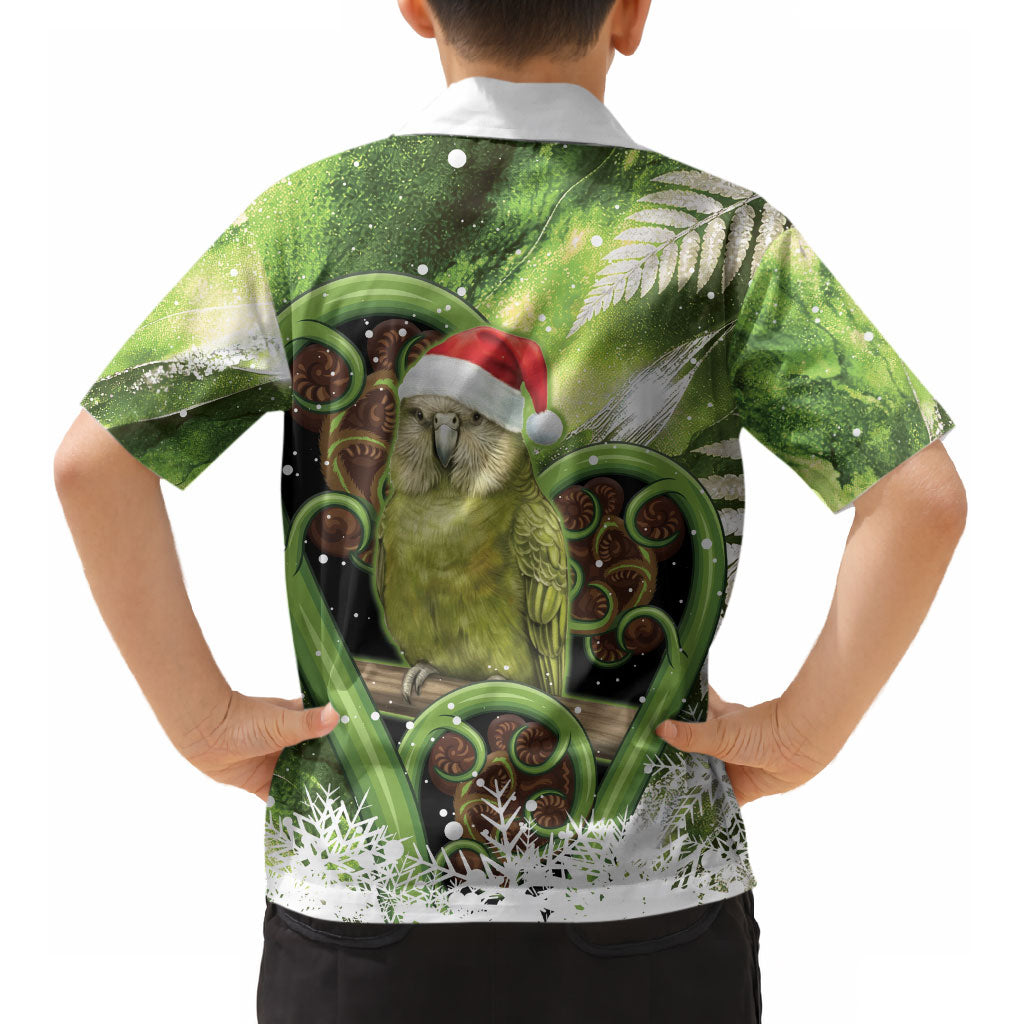 Kakapo New Zealand Christmas In July Kid Hawaiian Shirt NZ Aroha Koru Fern Marble Vibes LT14