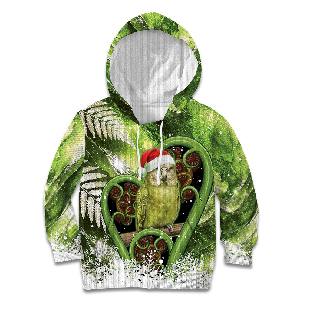 Kakapo New Zealand Christmas In July Kid Hoodie NZ Aroha Koru Fern Marble Vibes
