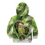 Kakapo New Zealand Christmas In July Kid Hoodie NZ Aroha Koru Fern Marble Vibes