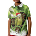 Kakapo New Zealand Christmas In July Kid Polo Shirt NZ Aroha Koru Fern Marble Vibes