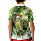 Kakapo New Zealand Christmas In July Kid Polo Shirt NZ Aroha Koru Fern Marble Vibes