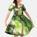 Kakapo New Zealand Christmas In July Kid Short Sleeve Dress NZ Aroha Koru Fern Marble Vibes