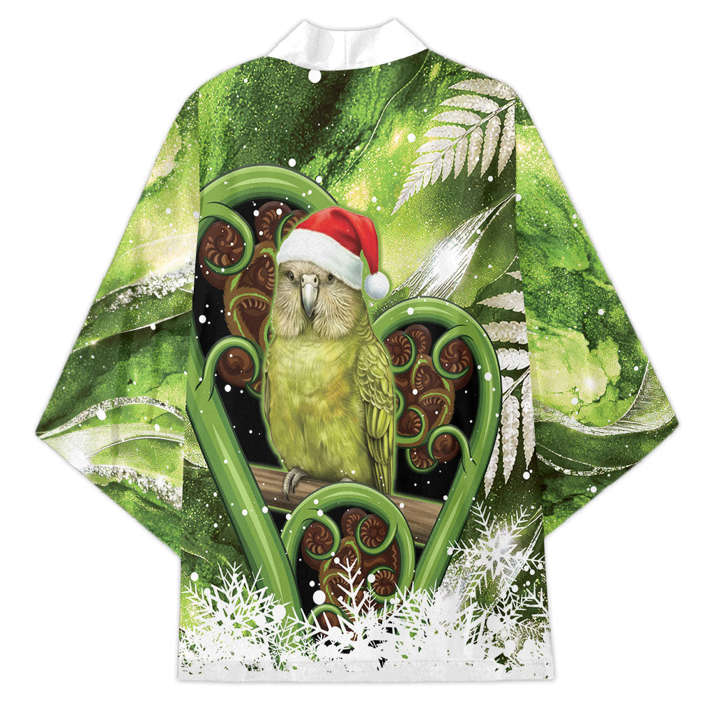 Kakapo New Zealand Christmas In July Kimono NZ Aroha Koru Fern Marble Vibes