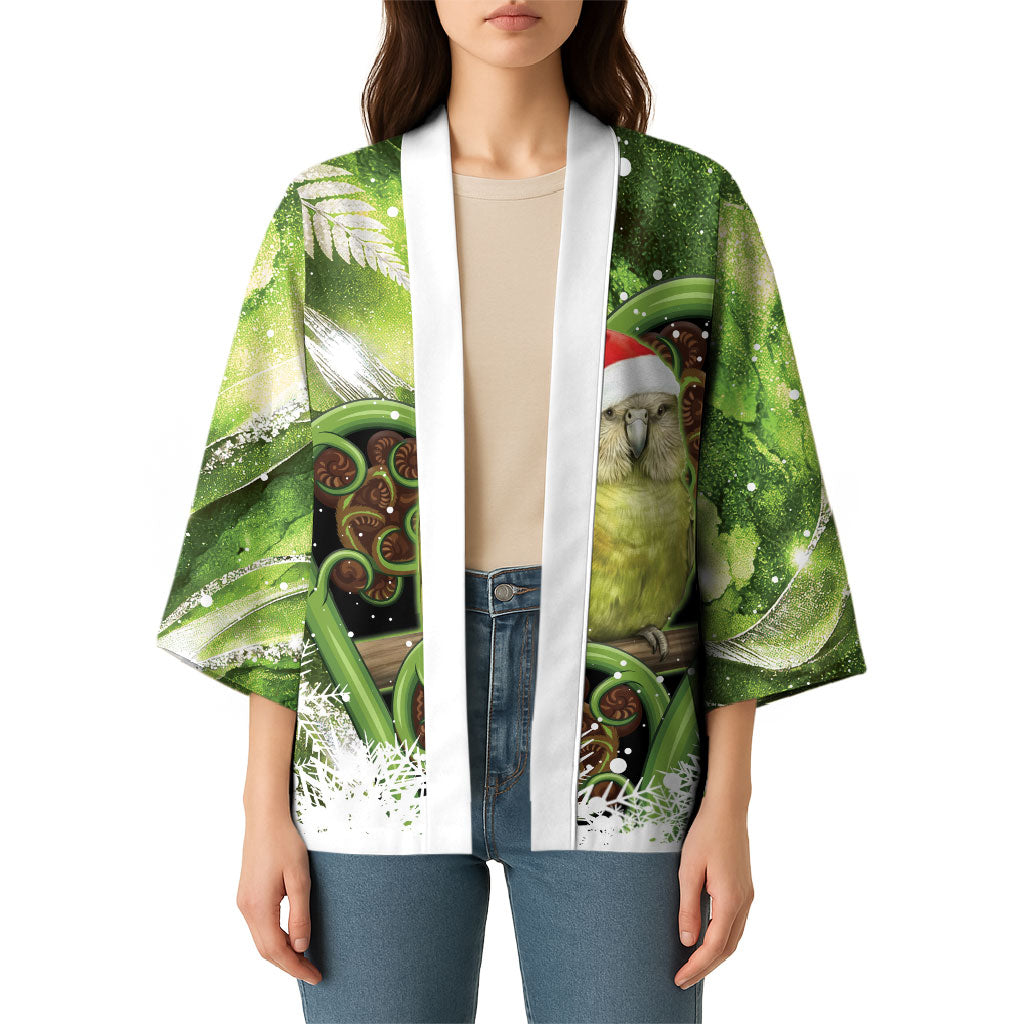 Kakapo New Zealand Christmas In July Kimono NZ Aroha Koru Fern Marble Vibes