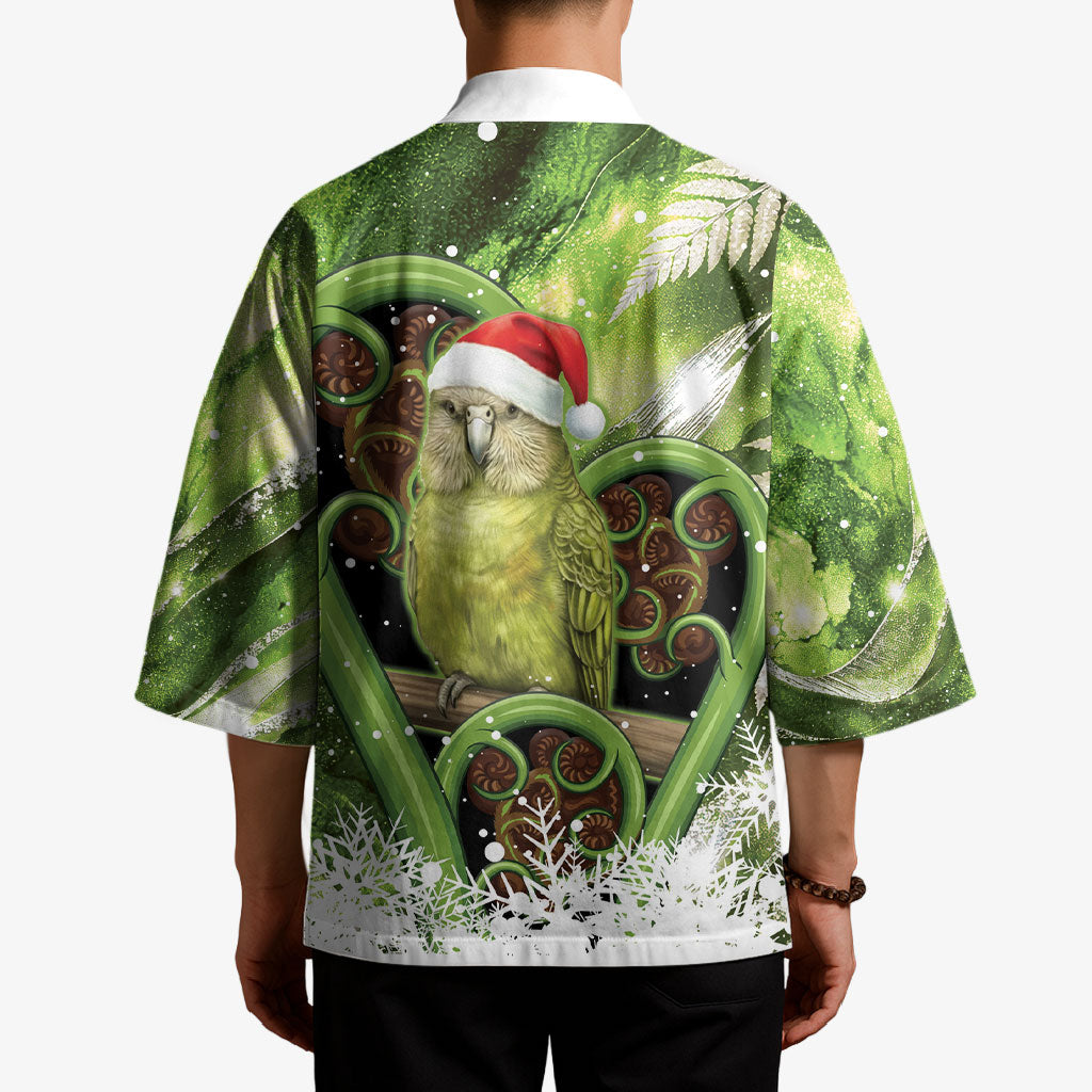 Kakapo New Zealand Christmas In July Kimono NZ Aroha Koru Fern Marble Vibes