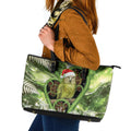 Kakapo New Zealand Christmas In July Leather Tote Bag NZ Aroha Koru Fern Marble Vibes