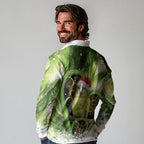 Kakapo New Zealand Christmas In July Long Sleeve Polo Shirt NZ Aroha Koru Fern Marble Vibes