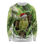 Kakapo New Zealand Christmas In July Long Sleeve Shirt NZ Aroha Koru Fern Marble Vibes