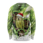 Kakapo New Zealand Christmas In July Long Sleeve Shirt NZ Aroha Koru Fern Marble Vibes