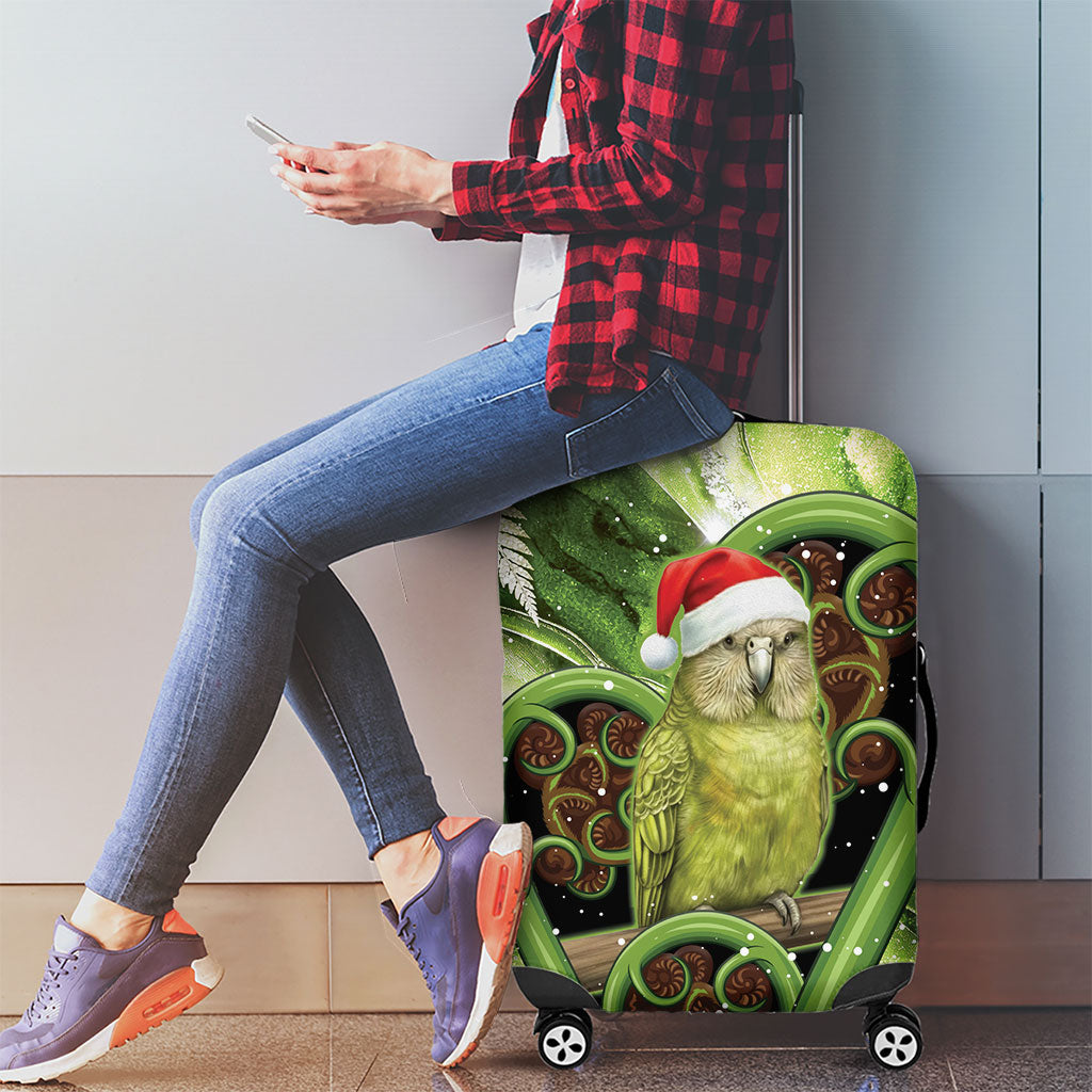 Kakapo New Zealand Christmas In July Luggage Cover NZ Aroha Koru Fern Marble Vibes