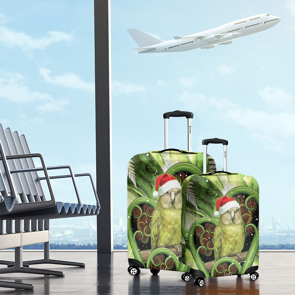 Kakapo New Zealand Christmas In July Luggage Cover NZ Aroha Koru Fern Marble Vibes