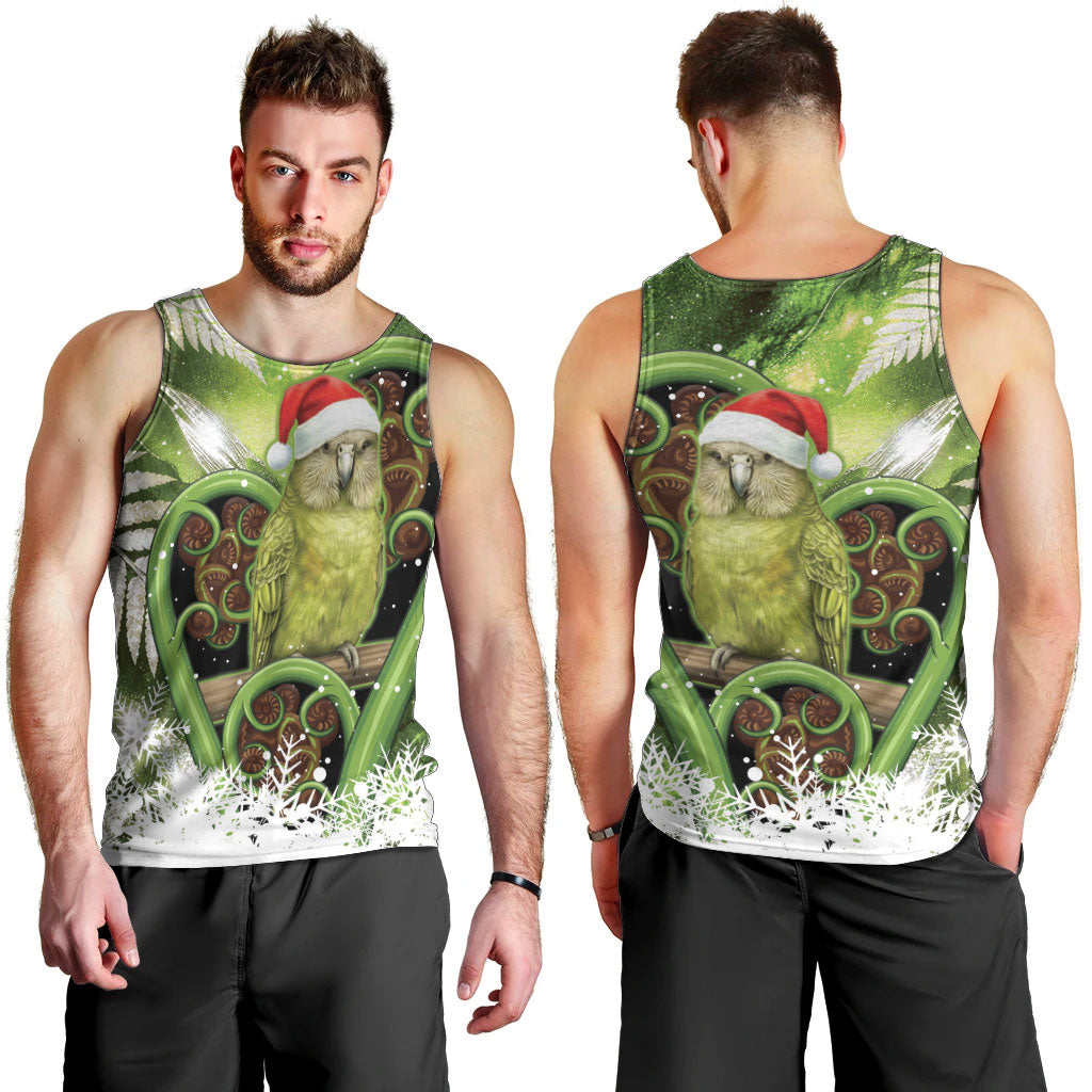 Kakapo New Zealand Christmas In July Men Tank Top NZ Aroha Koru Fern Marble Vibes