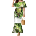 Kakapo New Zealand Christmas In July Mermaid Dress NZ Aroha Koru Fern Marble Vibes