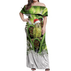 Kakapo New Zealand Christmas In July Off Shoulder Maxi Dress NZ Aroha Koru Fern Marble Vibes