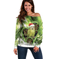 Kakapo New Zealand Christmas In July Off Shoulder Sweater NZ Aroha Koru Fern Marble Vibes