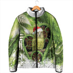 Kakapo New Zealand Christmas In July Padded Jacket NZ Aroha Koru Fern Marble Vibes