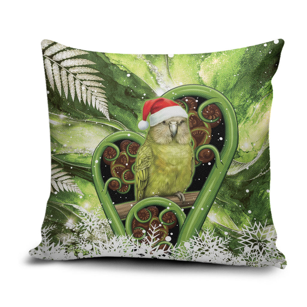 Kakapo New Zealand Christmas In July Pillow Cover NZ Aroha Koru Fern Marble Vibes