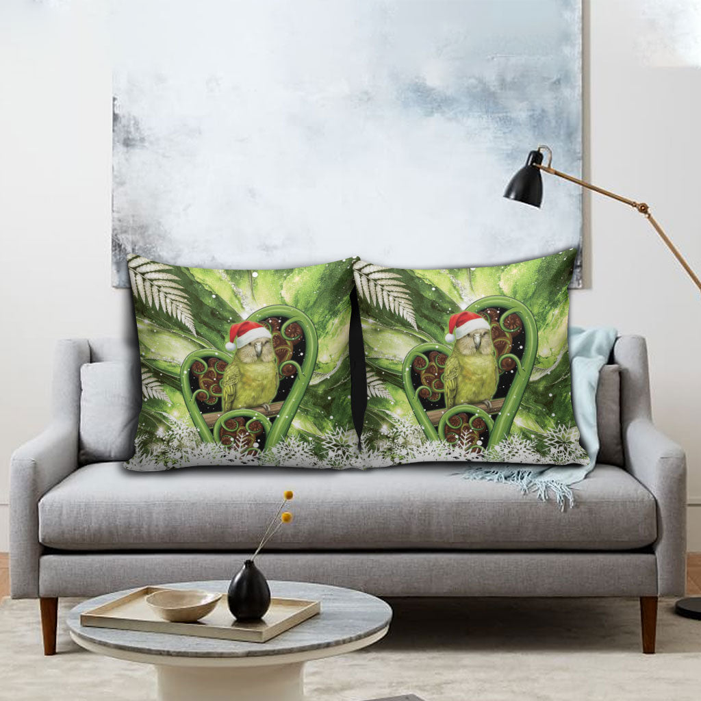 Kakapo New Zealand Christmas In July Pillow Cover NZ Aroha Koru Fern Marble Vibes