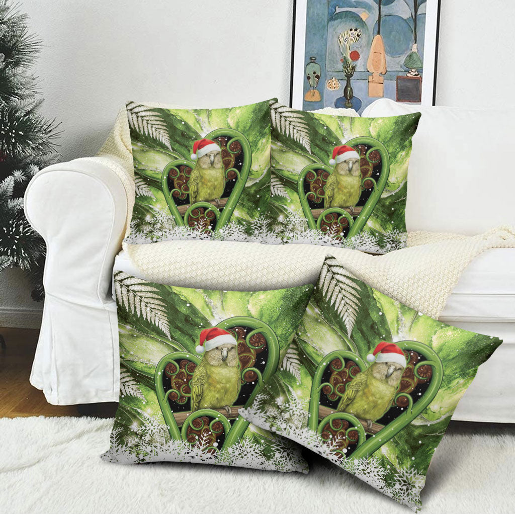 Kakapo New Zealand Christmas In July Pillow Cover NZ Aroha Koru Fern Marble Vibes
