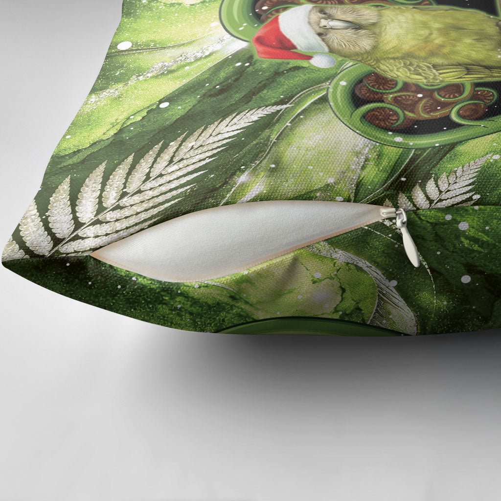 Kakapo New Zealand Christmas In July Pillow Cover NZ Aroha Koru Fern Marble Vibes
