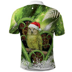 Kakapo New Zealand Christmas In July Polo Shirt NZ Aroha Koru Fern Marble Vibes