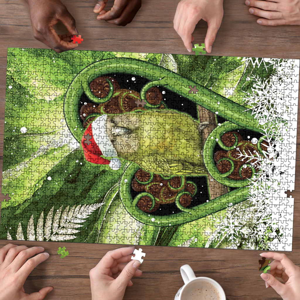 Kakapo New Zealand Christmas In July Puzzle NZ Aroha Koru Fern Marble Vibes